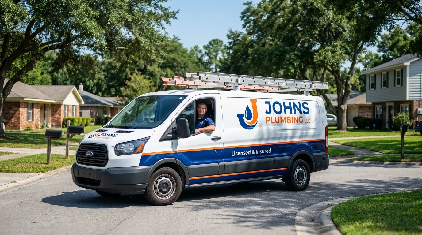 Johns Plumbing LLC service van in Shelby, MI
