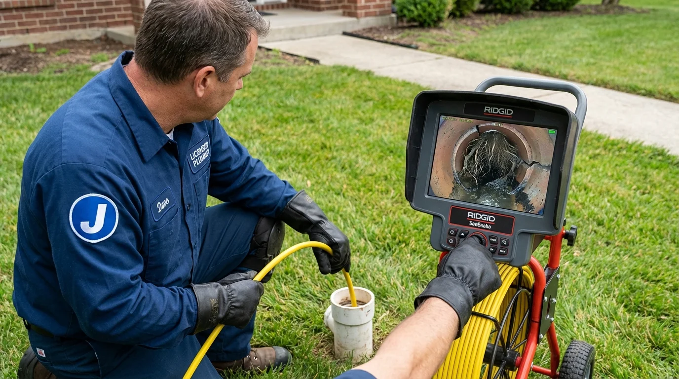 Sewer camera inspection being performed by Johns Plumbing LLC in Shelby